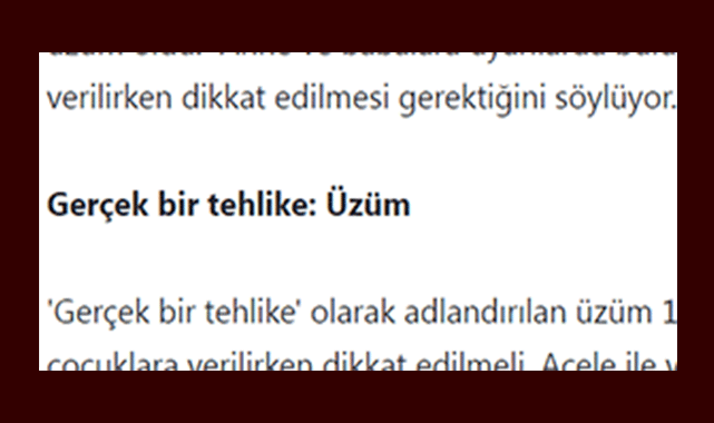 üzüm tehlike 